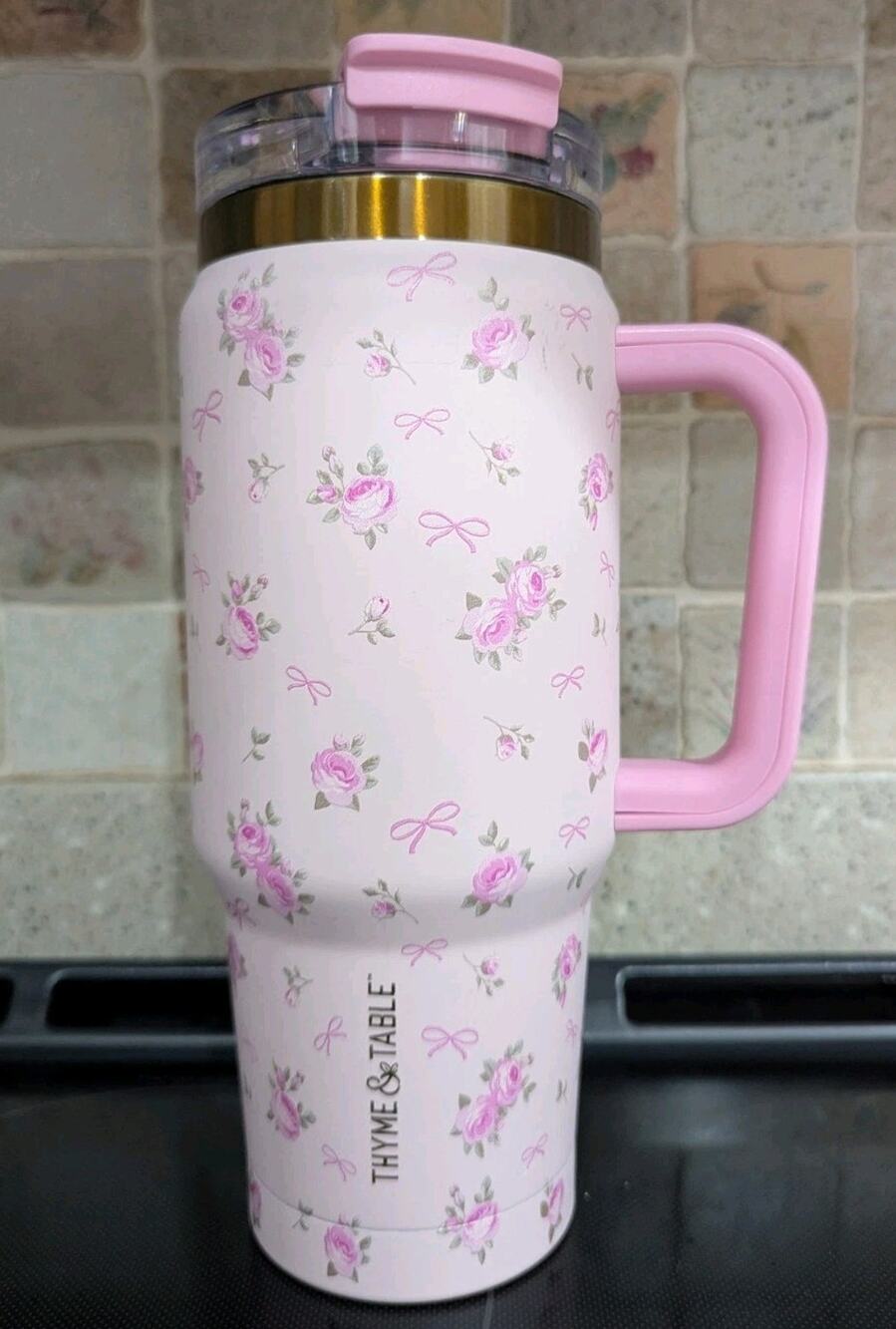 Tyme & Table 32oz Luna Tumbler Roses NWOT